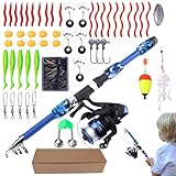 Peufcmi Kinder Angel Set | Angelrute Und Rolle Set,Einsteiger-Set für...