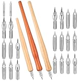 JJUNW 25 Stück Tintenfeder Edelstahl, Federhalter und Halter Set...