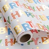 Wikadlik Bunte Geburtstags-Geschenkpapierrolle – 43 cm x 10 m –...