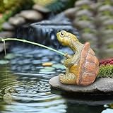 Gartenteich Deko Angeln Figur aus Harz Gartendeko Figuren,Miniteich Angler...