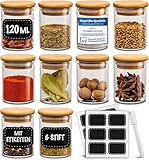Praknu Gewürzgläser 120ml - 10er Set Gewürzdosen Organizer mit...
