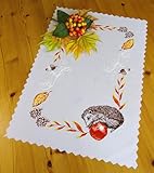 Leinenoptik-Tischdecke mit herbstlichem Motiv 35 x 50cm (Igel)