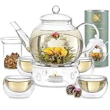 Teabloom Vollständiges Tee Set – 1,2 L Teekanne Glas mit Siebeinsatz...