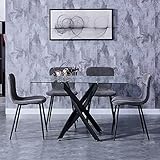 GOLDFAN Glas Esstisch Set 4 Stühle Rechteckiger küchentisch und...