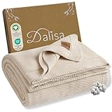 Dalisa 100% Baumwolle Strickdecke Naturbeige 130x150 cm –...