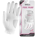 Wilson Damen Golfhandschuh, Größe M, Links, LLH, Weiß, Feel Plus,...