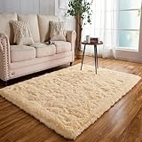 Achiiso Hochflor Teppich Beige,Teppich Flauschig Bettvorleger...