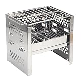 Fdit Tragbarer Holzkohlegrill, Windschutzscheibe für Campingkocher aus...