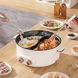 Hot Pot Elektrisch, 5.5L Doppelter Topf mit Zwei Reglern, 1600W...