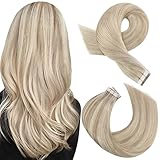 Moresoo Tape Extensions Echthaar Blond 40 cm Haarverlängerung Echthaar...
