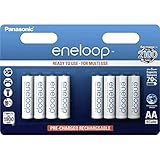 Panasonic eneloop, Ready-to-Use Ni-MH Akku, AA Mignon, 8er Pack, min. 2000...