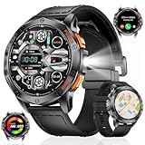 ESFOE Smartwatch Herren GPS Laufuhr Herren-LED Taschenlampe/530mAh Akku,...