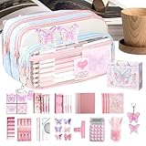 Federmäppchen - Reißverschluss mit Schmetterlingsmotiv, Organizer für...