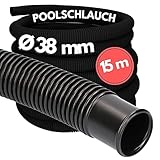 15 Meter Kalitec Poolschlauch 38mm, schwarz I Schwimmbadschlauch 38 mm I...