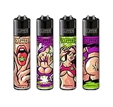 Clipper® Feuerzeuge - 420 Girls - 4er Set - 93 + GRATIS DHOBIA Sticker