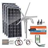 Solar Windkraft Hybrid Kit - 400W Turbinengenerator + 500W Monokristallines...