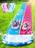 Sloosh 686cm Double Water Slide, Heavy Duty Rasen Wasserrutsche mit...