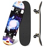 WeSkate Komplett Skateboard, 80 x 20 cm Skateboard für Anfänger 7 Ply...