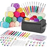Beginners Häkelset für Anfänger Häkelnadel Set 15Pcsx25g Häkelgarn...