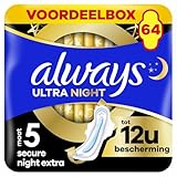 Always Ultra Secure Night Damenbinden (Größe 5) mit Flügeln 64 Stück,...