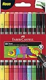 FABER-CASTELL 151109 - Filzstifte Set Neon, 10 Doppelfasermaler für Kinder...