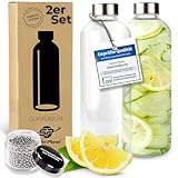 Smart-Planet 2er SET hochwertige Trinkflaschen aus Glas - Glasflasche aus...