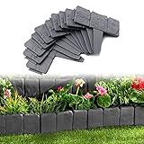 UISEBRT 80Pcs Rasenkante Kunstoff 20m Beeteinfassung Steinoptik Palisade...