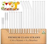 AOTWAN Glas Strohhalme Wiederverwendbar 20 Stück Glasstrohhalme, 6 Kurz +...