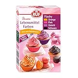 RUF Lebensmittel-Farben Flashy, 4 XXL Tuben in Orange, Pink, Violett,...