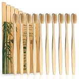 10er Pack Beige Bambus Zahnbürsten Weich | Natürliches Holzzahnbürste |...