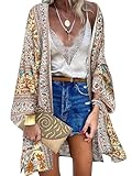 ZANZEA Damen Blumendruck Kimono Strickjacke Boho Strandkleid Pareos Poncho...