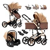 Reenborn Kinderwagen 3 in 1, Buggy mit Zwei Umkehrbaren Schiebemodi,...
