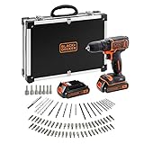 BLACK+DECKER Akku-Bohrschrauber 18 V, kompakt und leicht, enthält 2x...