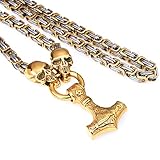 Punkbiker -Schädel grobe Halskette, Hammeranhänger Amulett Viking Juwely...