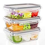 TUSEASY Frischhaltedosen Glas mit Deckel, 1040ml Meal Prep Boxen 3er-Set,...