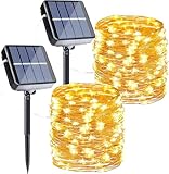 Joomer 2 Stück Solar Lichterkette Aussen, 12M 120 LED Lichterkette Solar...