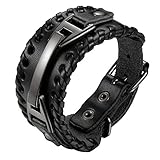 Cupimatch Breites Wickelarmband Herren Leder Armband Geflochten...