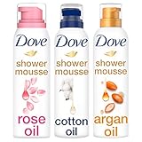 Dove Duschschaum Mix Set - 3 x 200ml - Rosenöl, Baumwollöl und Arganöl -...