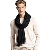 LA FERANI Herren Kaschmir Schal Herbst Winter 185x65 Kaschmirschal Schwarz...