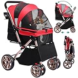 YITAHOME Faltbarer Hundebuggy für kleine Hunde, Haustierbuggy mit...