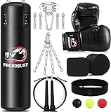 Prorobust Boxsack-Set, 120cm PU Heavy Duty mit 12OZ Boxhandschuhen für MMA...