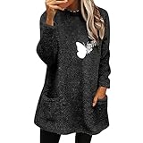 Nquwgumh Damen-Sweatshirt, Rundhalsausschnitt, Wintermantel, lockere...