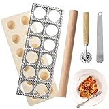 Ravioli Former, Ravioli Maker mit Nudelholz, 12 Teigtaschen Raviolibrett...