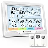 Newentor Wetterstation Funk mit 3 Außensensor Indoor Outdoor Thermometer...