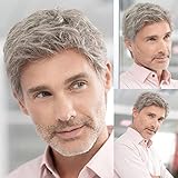 Qnbiar Männer kurze graue Perücke natürliche geschichtete Kostüme...