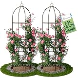 TTL Garden Obelisk Rankhilfe L 165x40cm braun 2er Set - Rosen Rankgitter...