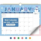 Wandkalender 2025, 18 Monats-Wandkalender von Januar 2025 - Juni 2026, 29,2...