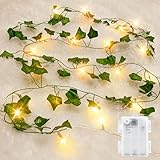 Gcstnn LED Lichterkette Efeu Künstlich, 2M 20LED Grüne Efeu-Lichterkette...