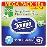 Tempo Toilettenpapier, feucht, sanftundsensitiv Trio-Pack (18 Packungen x...