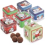 com-four® 6X Keksdose - Blechdose für Weihnachtskekse - weihnachtliche...